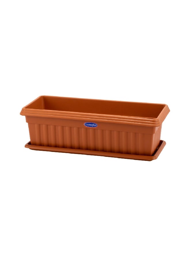 Cosmoplast Exotica Planter with Tray Terracotta 21.2 x 16.2 x 64.2 cm IFFPXX108 - Image 1